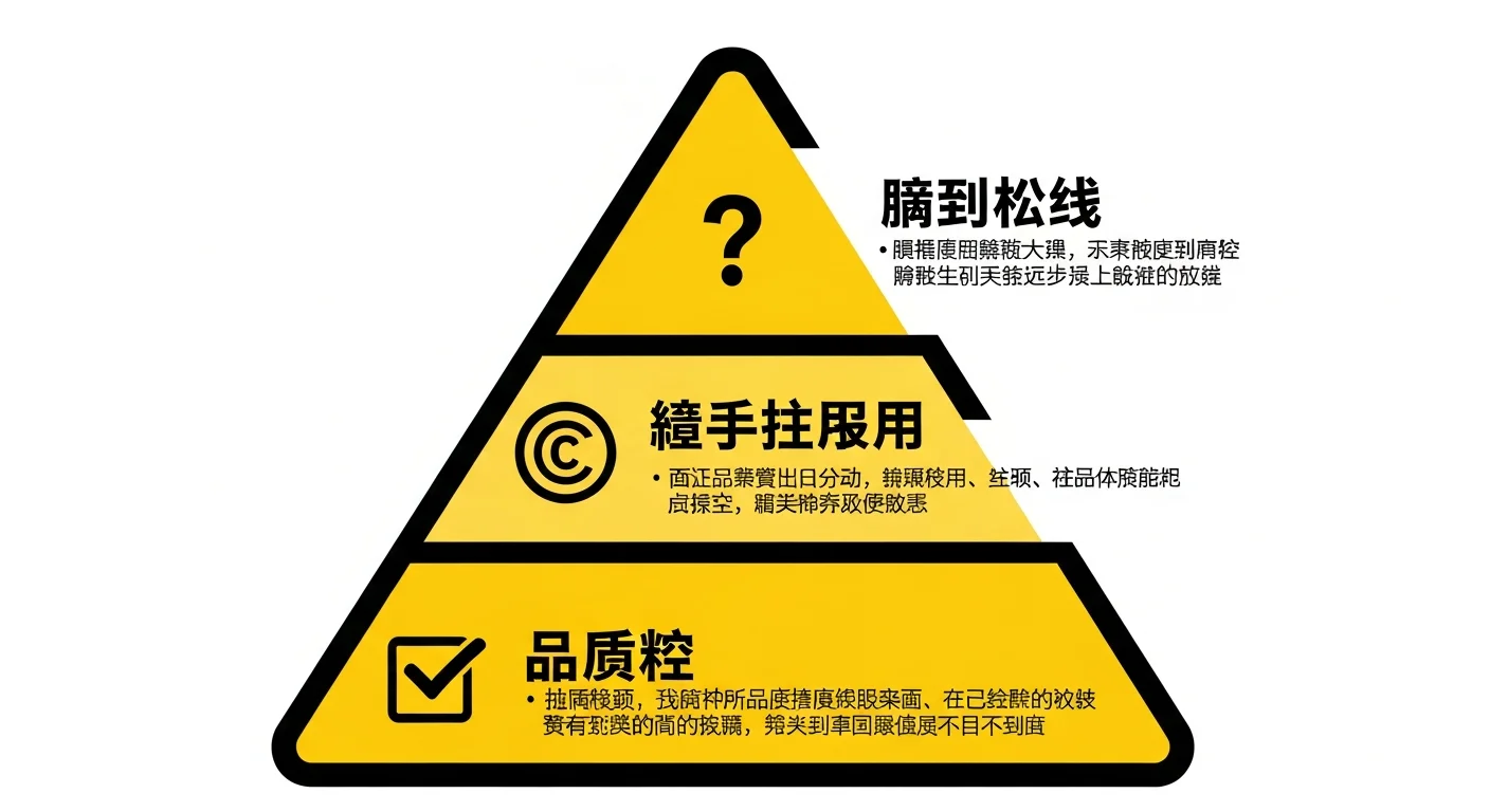 生成式 AI 三大挑戰圖，以警告三角形呈現：幻覺問題（問號圖示）、版權爭議（版權符號）、品質控管（核取方塊），每個挑戰下方列出解決建議，使用黃色警示配色