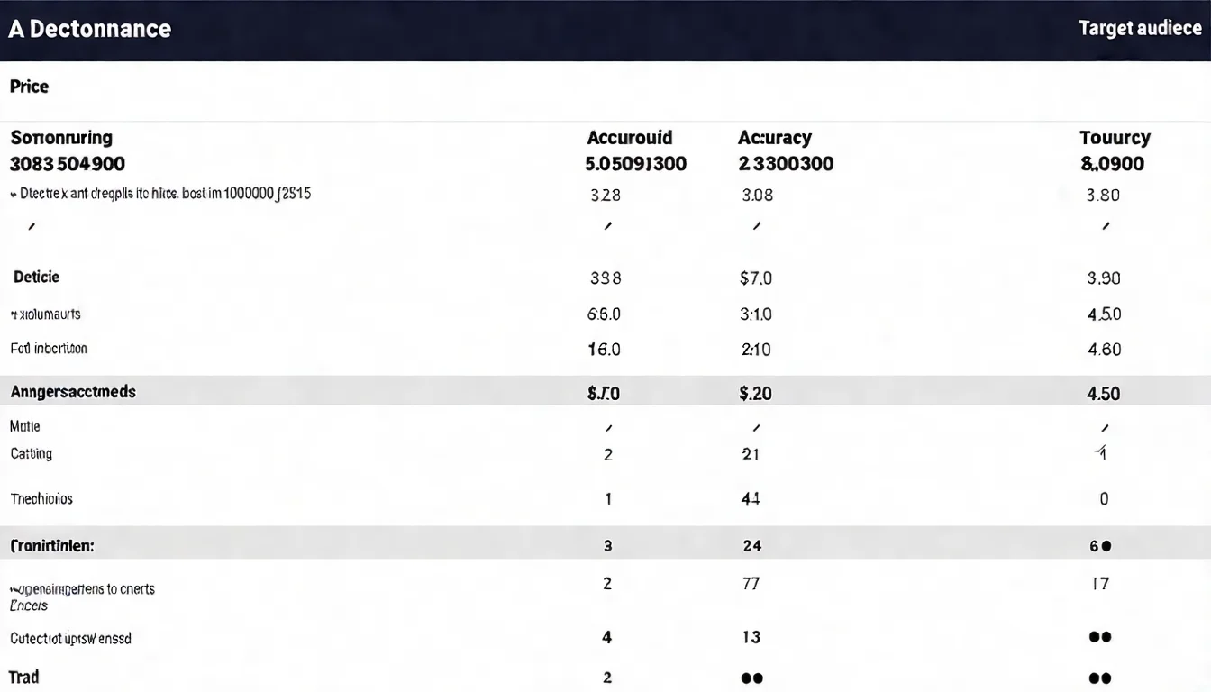AI 檢測工具比較表，以視覺化圖表呈現 GPTZero、Originality.AI、ZeroGPT 等工具的價格、準確度、適合對象對比