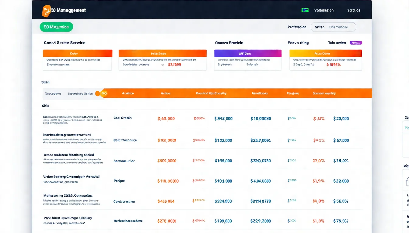 內容行銷外包費用行情表，以視覺化圖表呈現文章代寫、SEO 代操、顧問服務、一站式服務的價格區間
