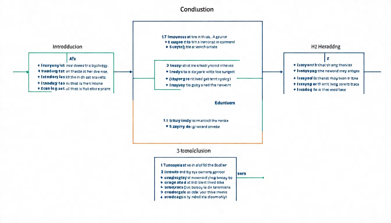 關鍵字布局示意圖，展示關鍵字在標題、開頭、H2、內文、結尾等位置的分佈方式