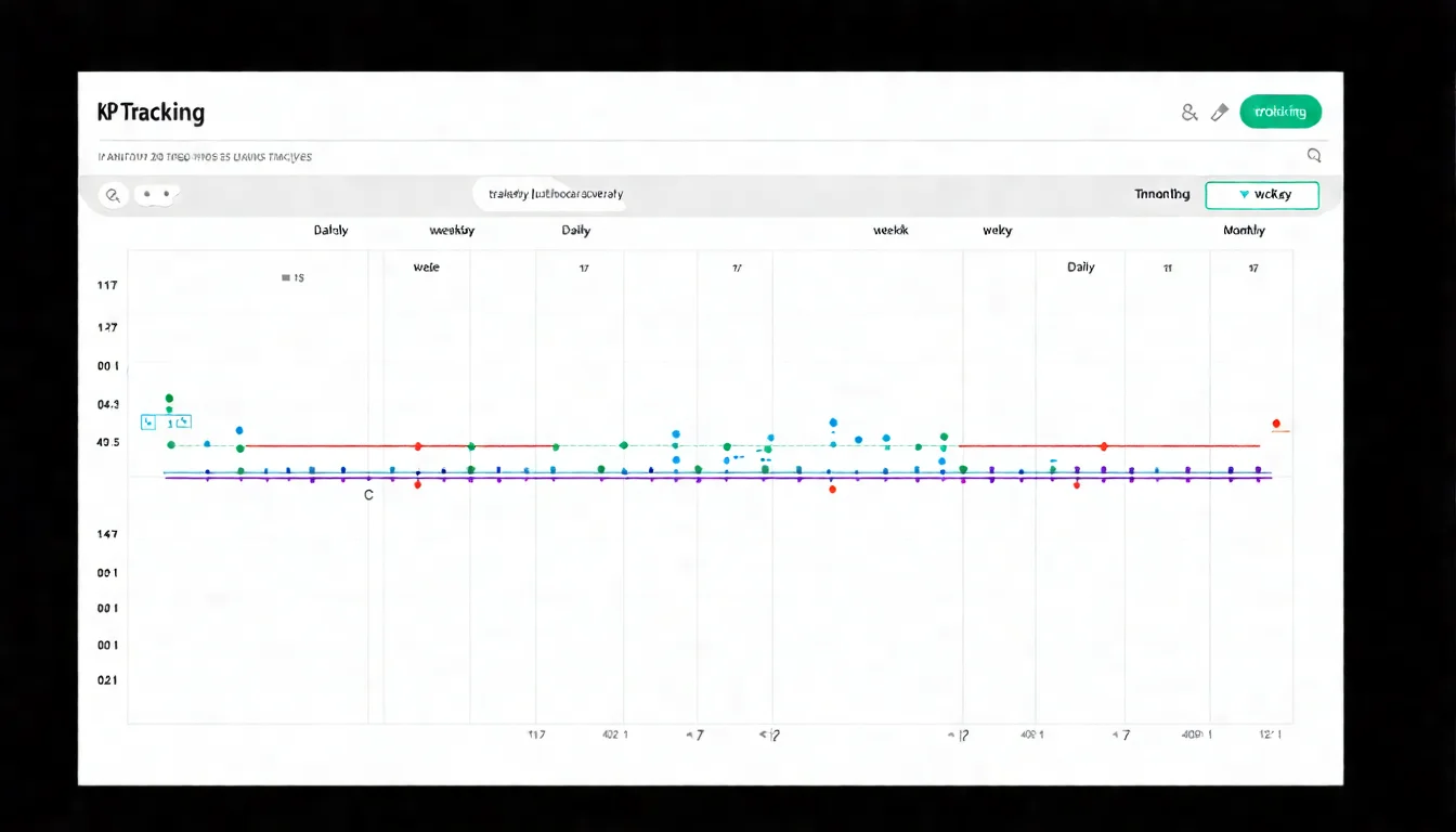 KPI 達成狀況檢視流程，展示每日、每週、每月不同頻率的追蹤重點和時間安排