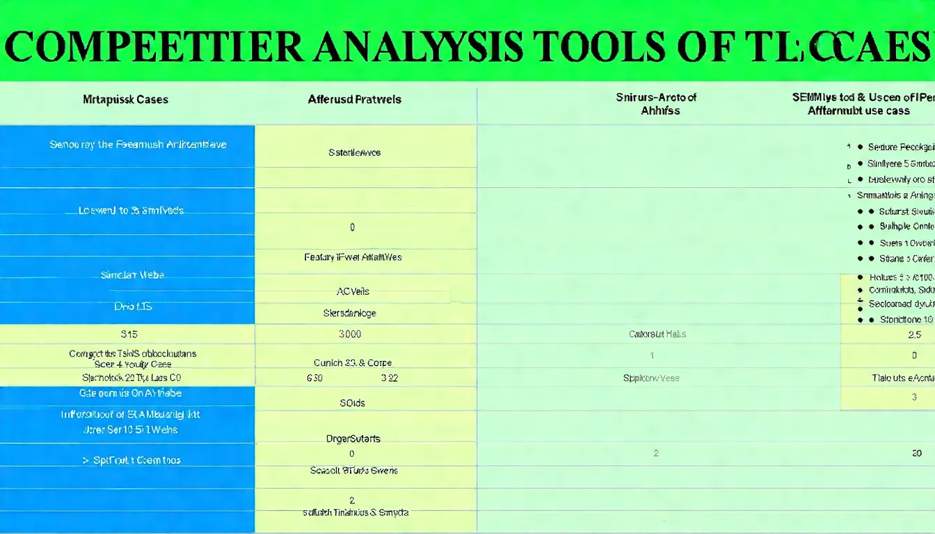 競爭分析工具比較圖，展示 Ahrefs、SEMrush、SimilarWeb 等工具的功能特色和適用場景