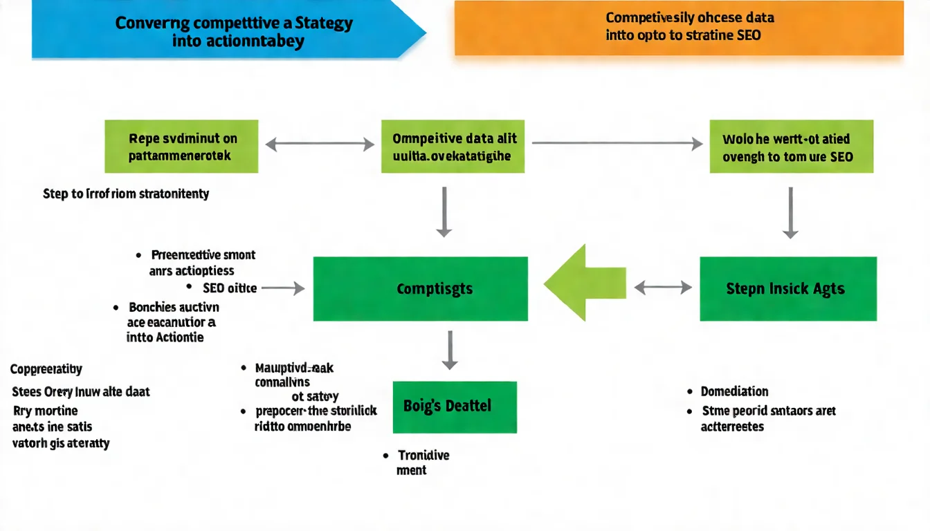 從分析到策略的轉化流程圖，展示如何將競爭數據解讀後轉化為可執行的 SEO 策略