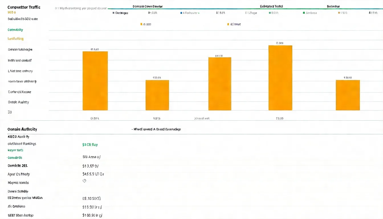 競爭對手 SEO 數據比較圖表，展示網域權威、流量估計、關鍵字排名等指標的對比分析
