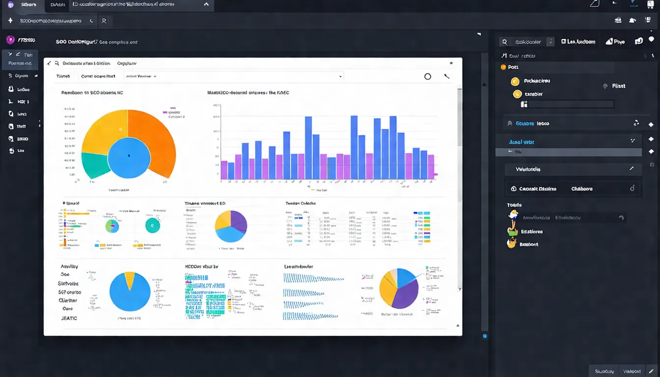 KPI Dashboard 建置範例，展示 Looker Studio 的 SEO 數據儀表板介面和各種圖表配置
