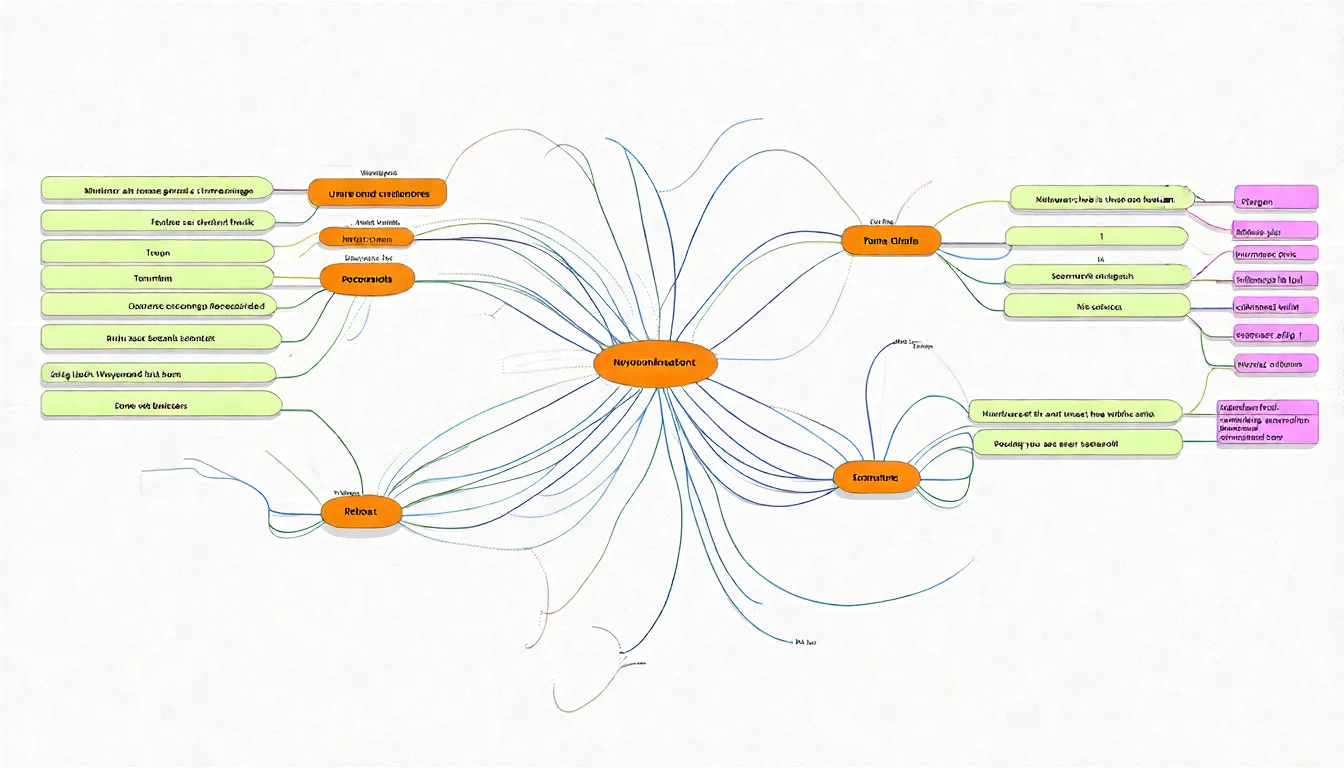 從自身出發思考關鍵字的心智圖，從產品服務特色延伸到客戶問題、疑慮、需求等不同維度