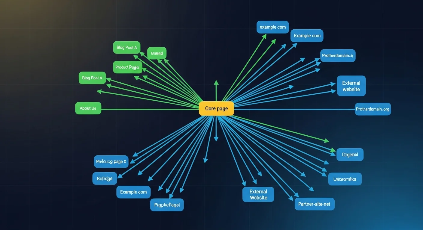 連結類型關係圖，展示內部連結、外部連結、反向連結三者的定義和從不同角度的觀點