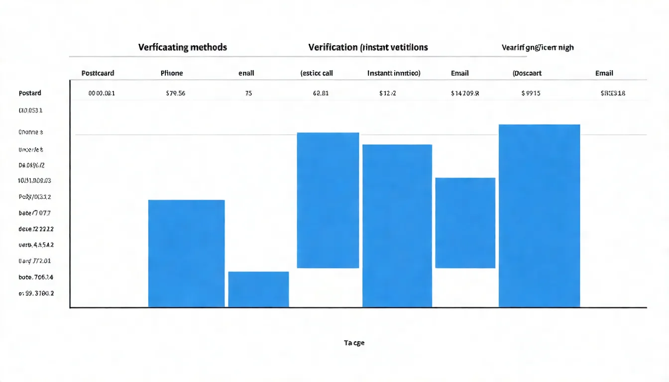 Google 商家檔案驗證方式比較圖，以表格形式展示明信片、電話、Email、即時驗證等方式的時間和適用情況