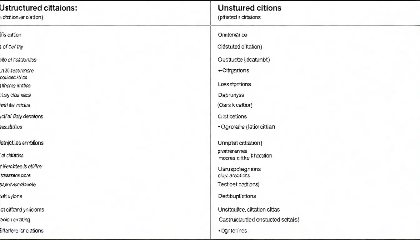 結構化引用 vs 非結構化引用對比圖，左側展示商業目錄的正式登錄格式，右側展示新聞報導、部落格文章中的自然提及