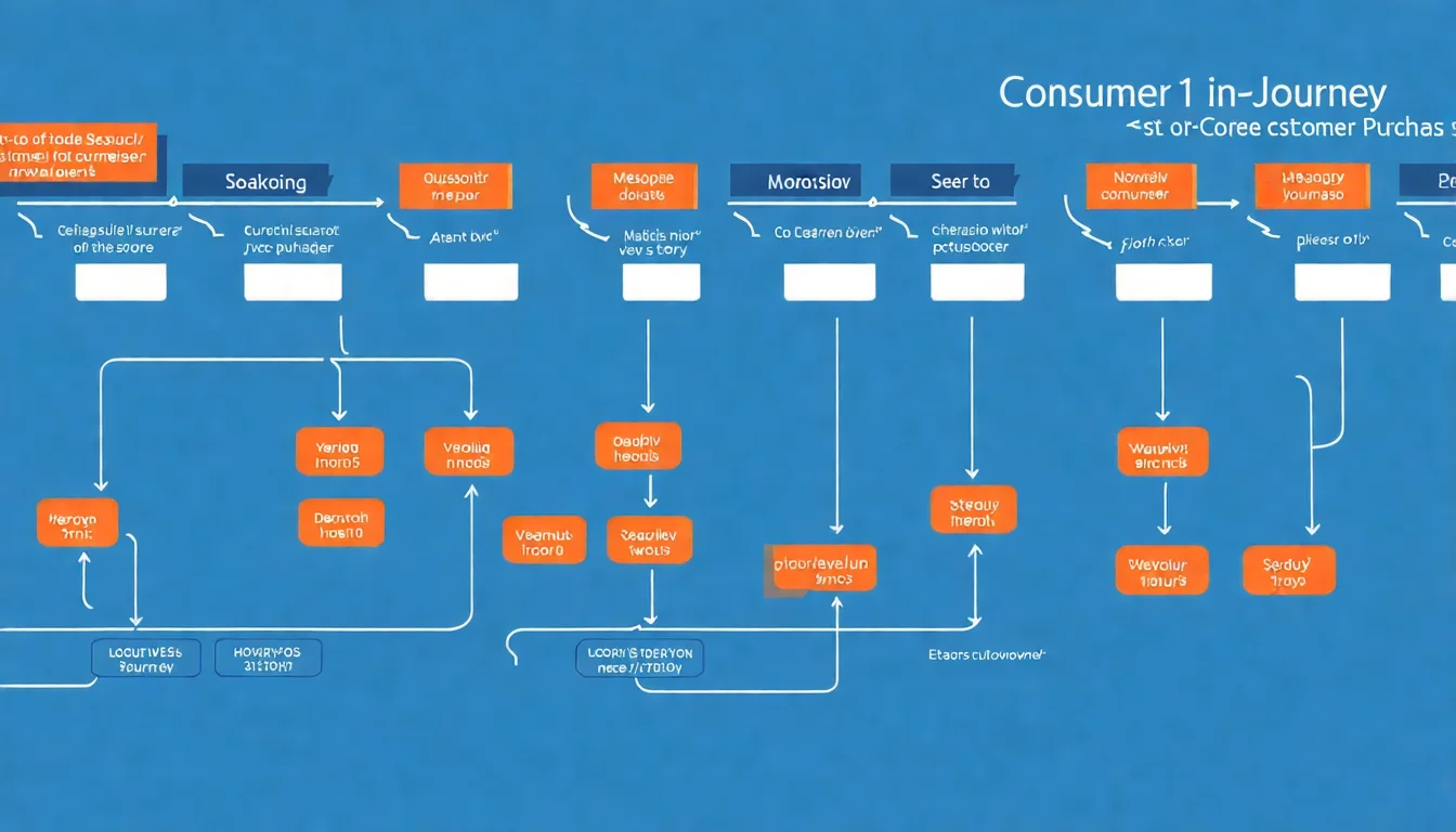 在地搜尋決策流程圖，展示消費者從「有需求」→「搜尋」→「看結果」→「比較選項」→「行動」的完整決策歷程
