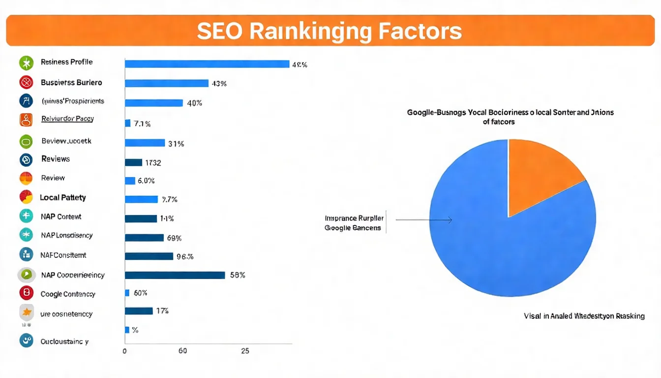 在地搜尋排名三大因素圖，以視覺化方式呈現關聯性（Relevance）、距離（Distance）、知名度（Prominence）三個核心排名因素