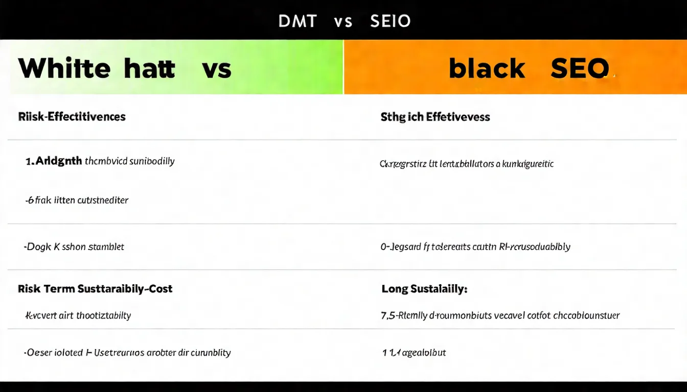 白帽 vs 黑帽 SEO 風險評估比較表，以表格形式對比兩種做法在風險、效果、成本、持久性等面向的差異