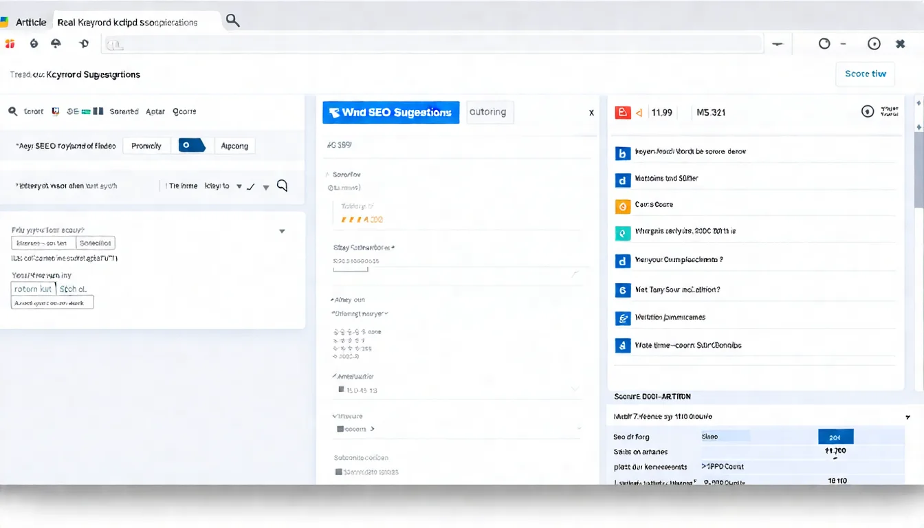 Surfer SEO 工具介面截圖，顯示內容編輯器畫面，左側為文章編輯區，右側為即時 SEO 評分面板，包含關鍵字建議、字數統計、分數指標等元素
