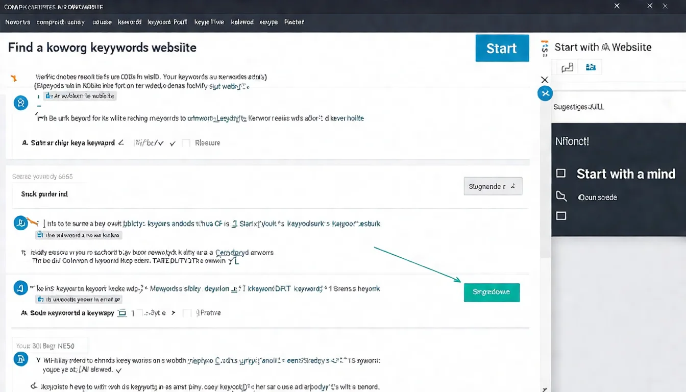 使用競爭對手網址找關鍵字的操作步驟截圖，展示在「透過網站開始」功能中輸入網址後獲得的關鍵字建議結果
