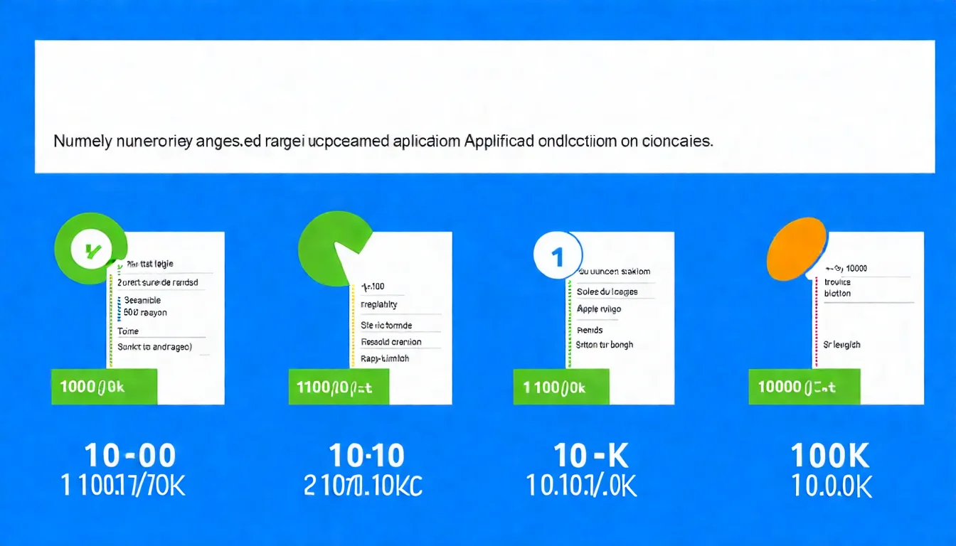 搜尋量範圍值解讀圖表，將 10-100、100-1K、1K-10K、10K-100K 等範圍值以視覺化方式呈現，並標註各範圍的建議應用場景
