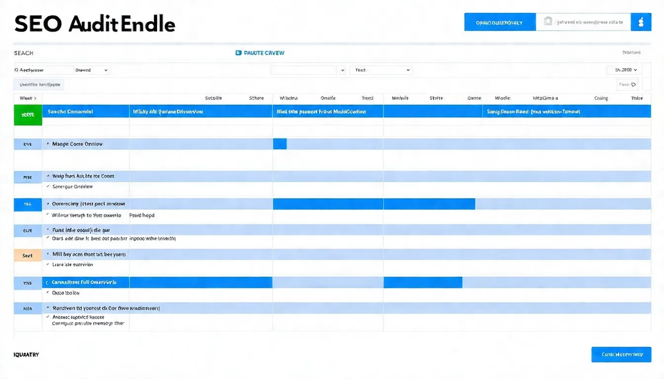 定期 SEO 檢測時程表，以月曆或時間軸形式呈現每週、每月、每季應該執行的檢測項目，包含 Search Console 查看、PageSpeed 檢測、全站爬取等任務
