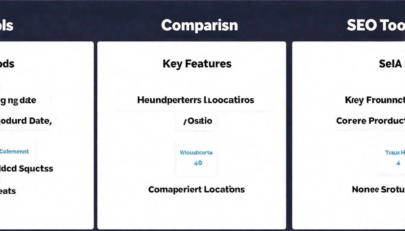三大 SEO 工具的公司背景與產品定位比較表，包含成立時間、總部位置、主打特色、核心產品等資訊，以表格或卡片形式呈現