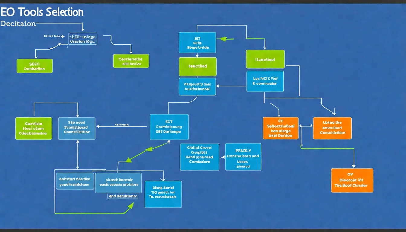 SEO 工具選擇決策樹，從使用需求、預算、技術程度三個維度出發，引導讀者找到最適合的工具組合