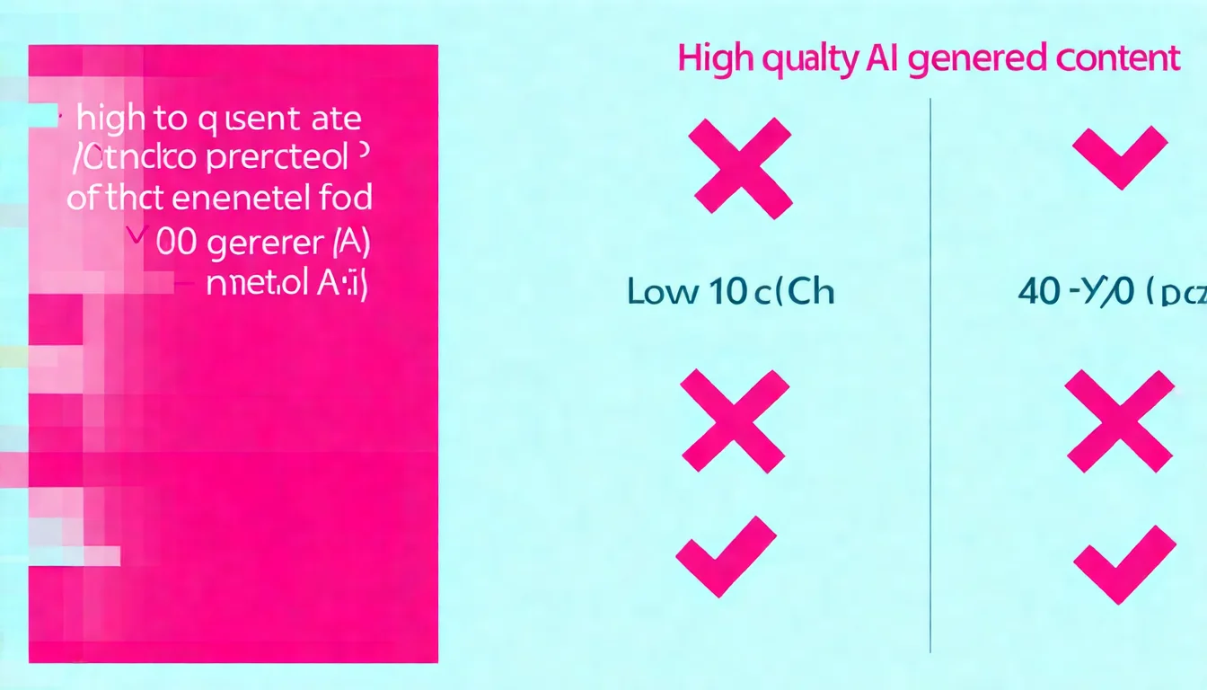 AI 內容品質標準對比圖，左側呈現有好表現的 AI 內容特徵，右側呈現表現不好的 AI 內容特徵