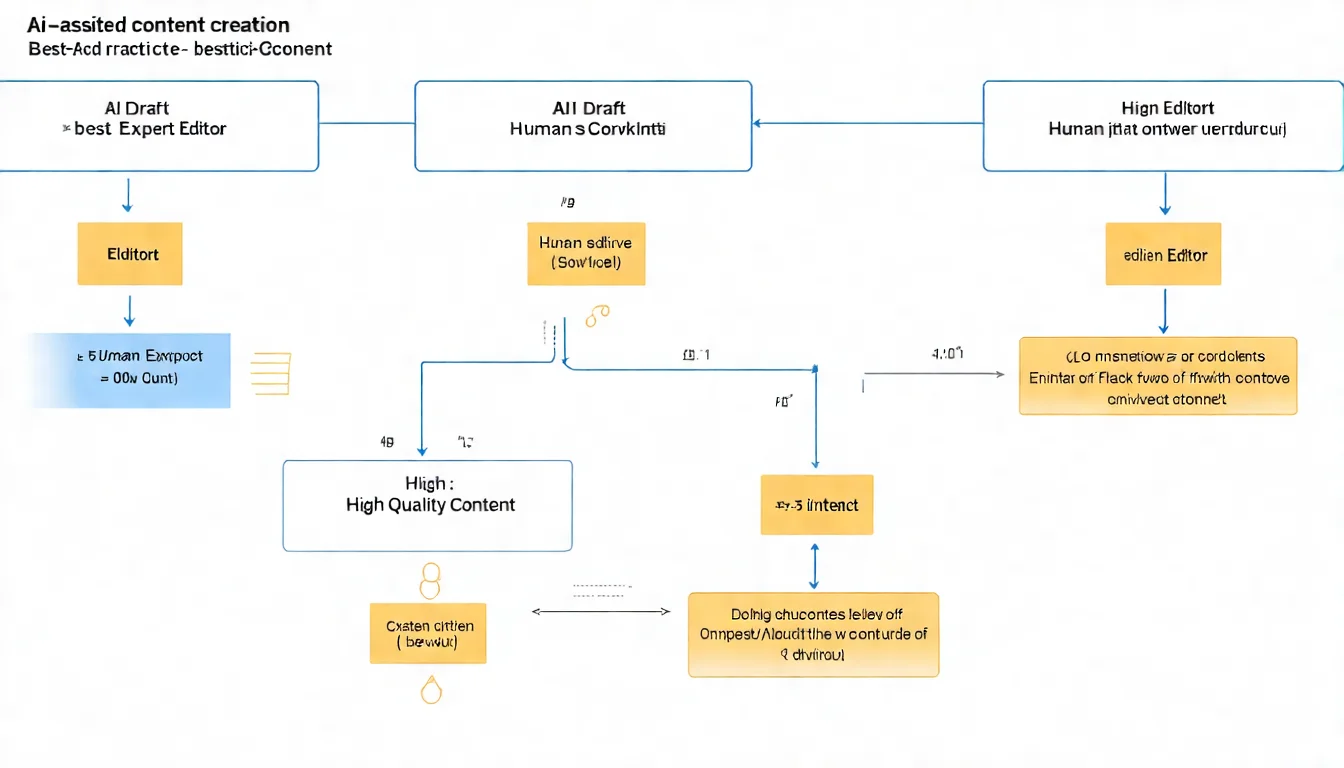 AI 輔助內容創作流程圖，以流程圖呈現人類專家→AI初稿→人類編輯→優質內容的最佳實踐流程