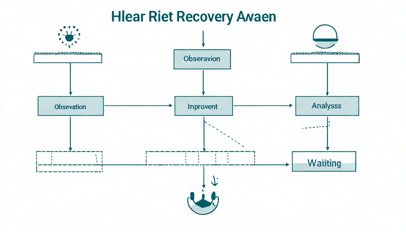 演算法更新恢復流程圖，以流程圖形式呈現觀察→分析→改善→等待的恢復步驟