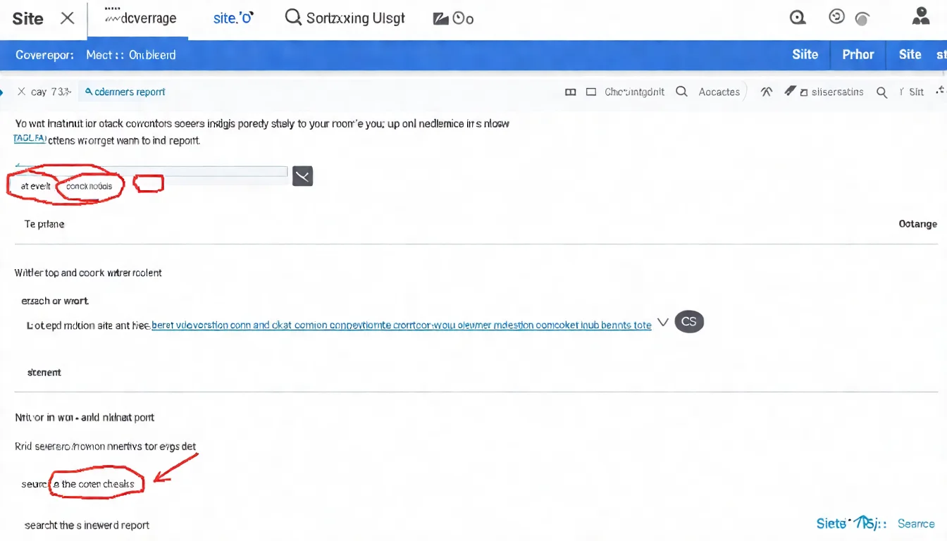 索引狀態檢查示意圖，展示 site: 搜尋指令使用方式、Google Search Console 涵蓋範圍報告解讀、常見索引問題識別