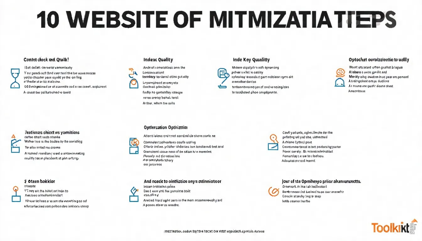 網站優化 10 個必做項目清單，以 Checklist 形式呈現從索引檢查到內容品質的十個關鍵優化步驟