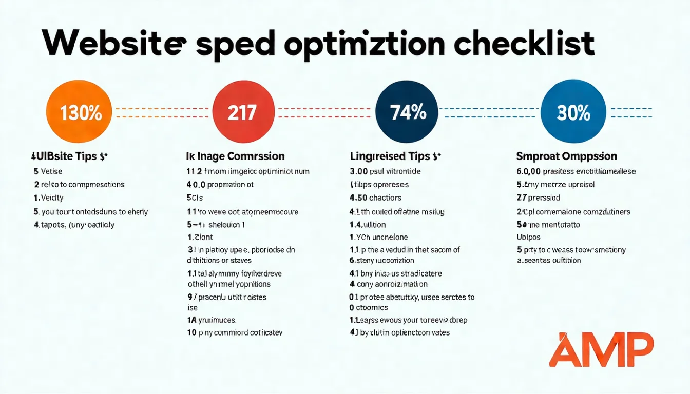 網站速度優化 10 個技巧清單圖，以 Checklist 形式呈現從圖片壓縮到 AMP 的十個實用優化技巧